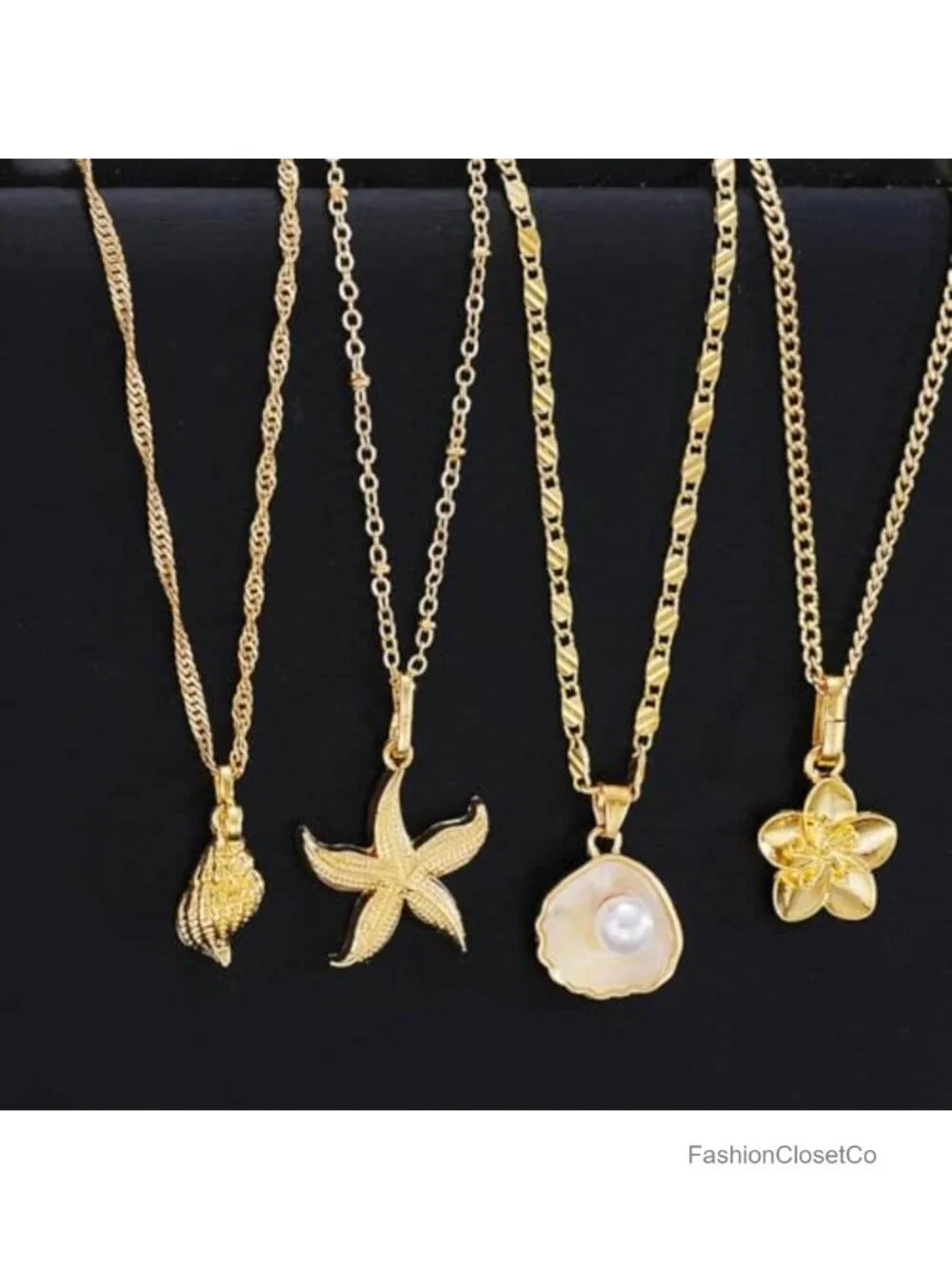 Layered Faux Pearl Starfish Pendant Necklace Boho Statement Beach Jewelry